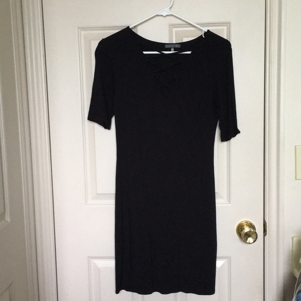 Black cris cross neckline dress